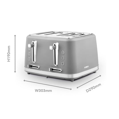 5056462308050 TOWER Odyssey 4 Slice Toaster Grey with Chrome Accents T20071GBF Brambles Cookshop 9