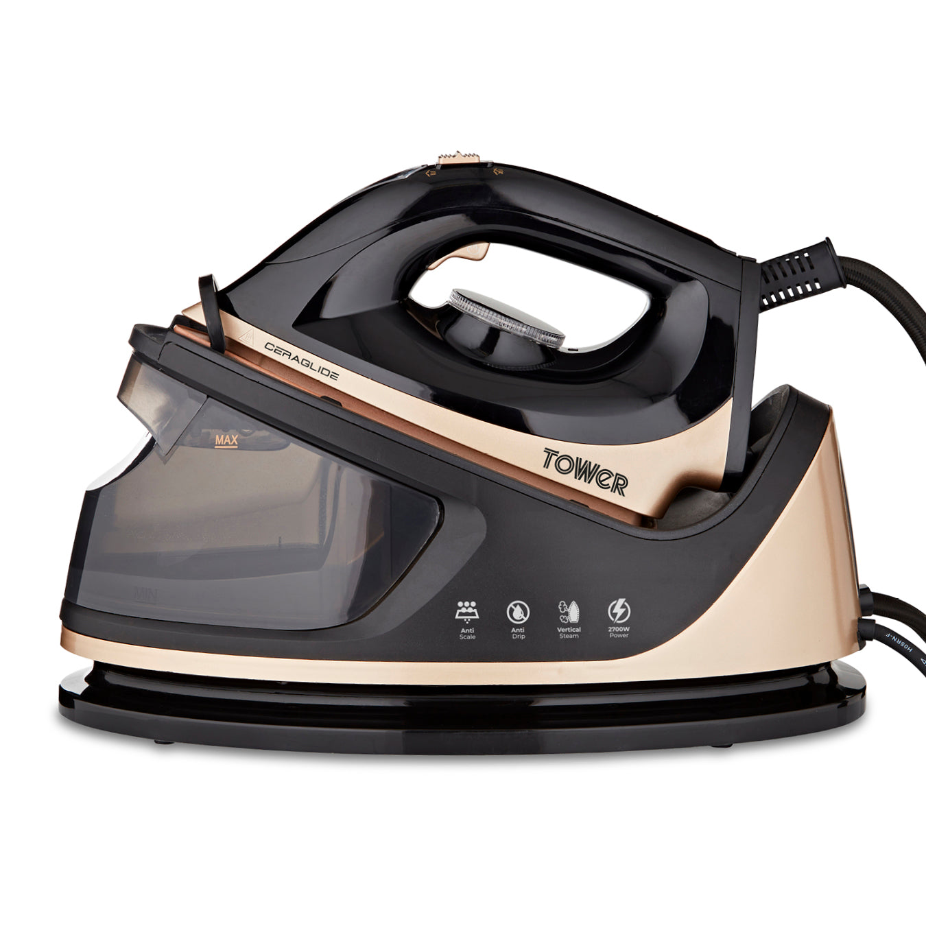 5056462306230 TOWER 2700W Steam Generator with 1.2 Litre Capacity Water Tank Steam Generating Iron T22023GLD Brambles Cookshop 1