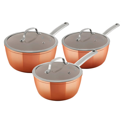 5056032933040 TOWER Copper Forged 3 Piece Saucepans T800017 Brambles Cookshop 1