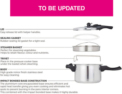 5056032901742 TOWER 3 Litre Stainless Steel Pressure Cooker T80245 Brambles Cookshop 8