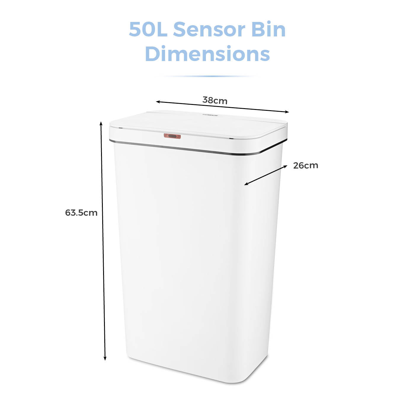 5056032974661 TOWER 50L Rectangular Sensor Bin White T838005W Brambles Cookshop 8