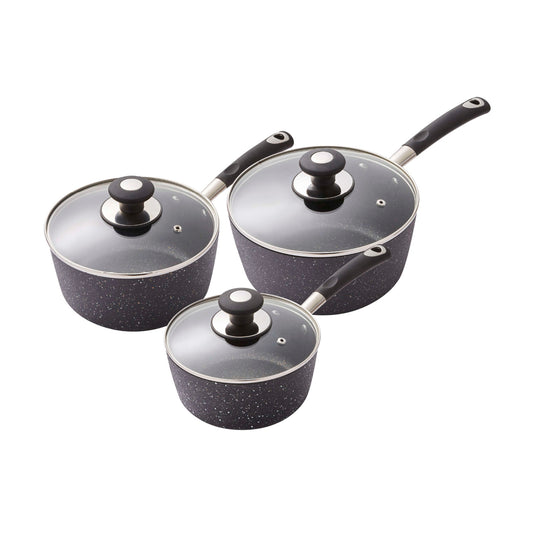 5056032977686 TOWER 3 Piece Saucepan Set Black T900111