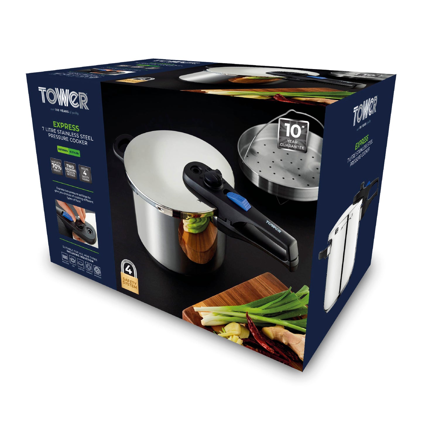 5056032970359 TOWER Express 7 Litre Stainless Steel Pressure Cooker T920004S7L Brambles Cookshop 10