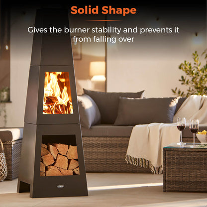 5056032995963 TOWER Obelisk Wood Burner Chimnea With Log Burner T978509 Brambles Cookshop 5