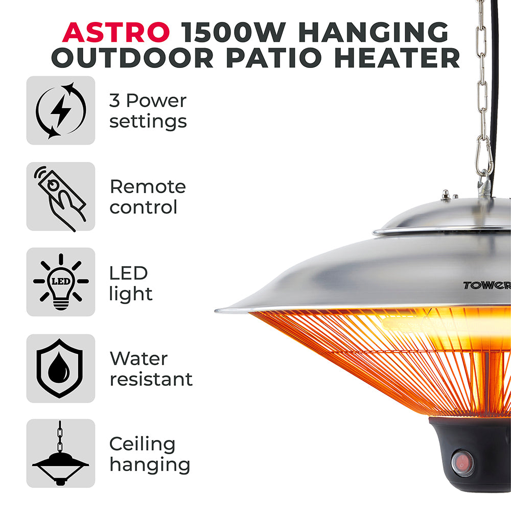 5056462307442 TOWER Astro 1.5KW Hanging Patio Heater T978520 Brambles Cookshop 2