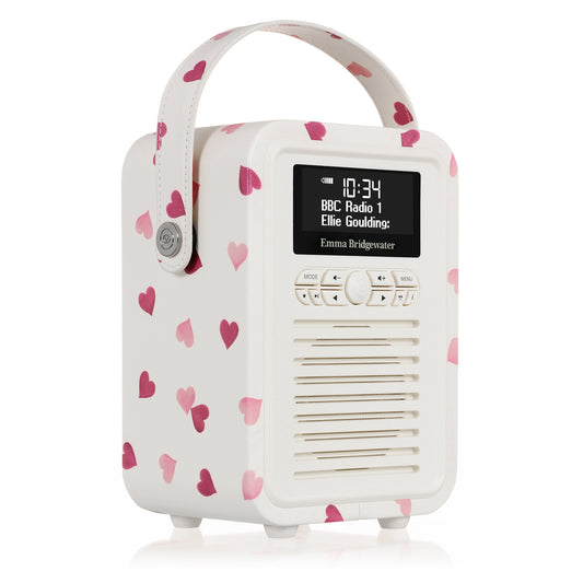 5060169715691 VQ Retro Mini DAB Radio Emma Bridgewater Pink Hearts VQMINIEBPH Brambles Cookshop 1