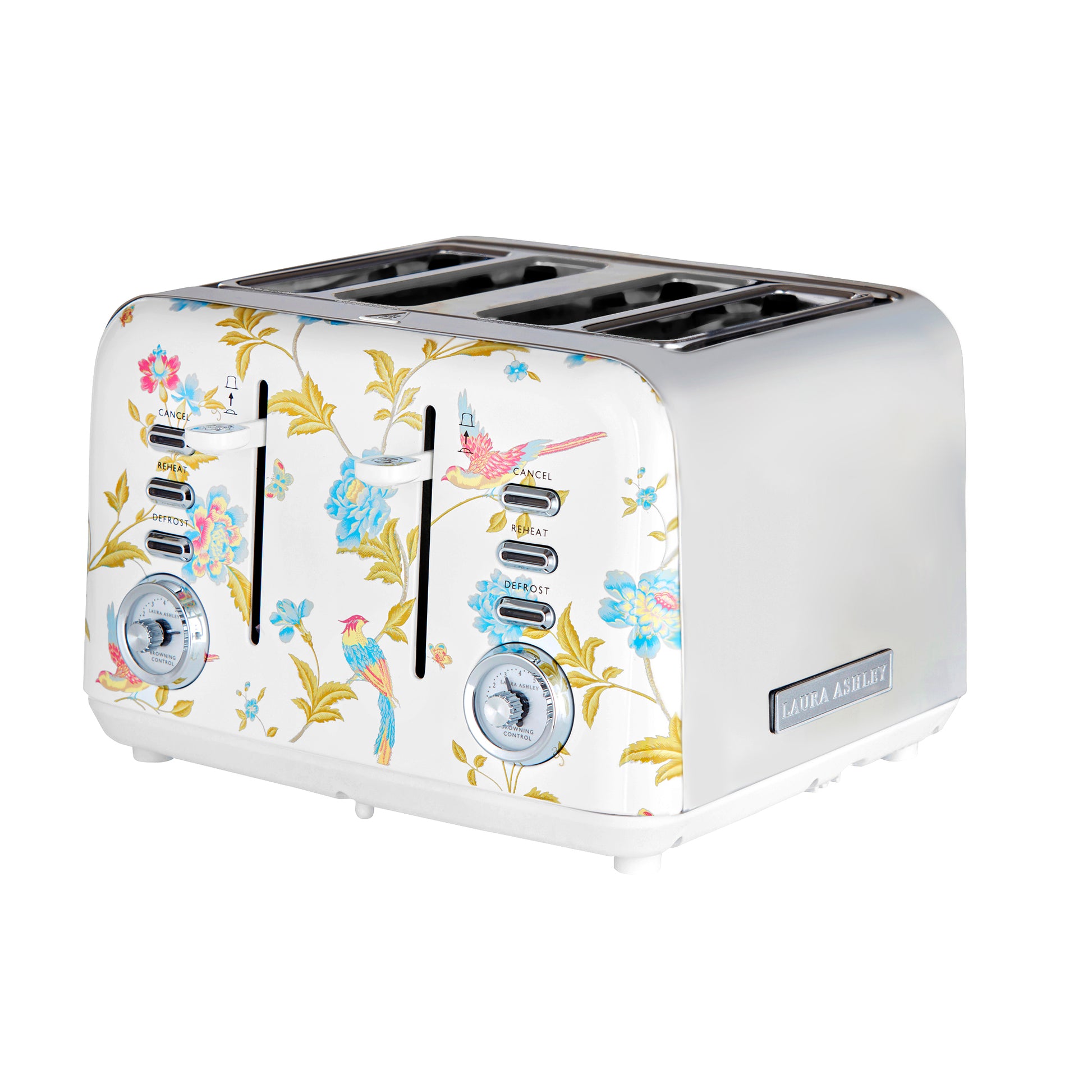 5060706031611 VQ Laura Ashley 4 Slice Toaster Elveden White Silver VQSBT583WSUK Brambles Cookshop 1