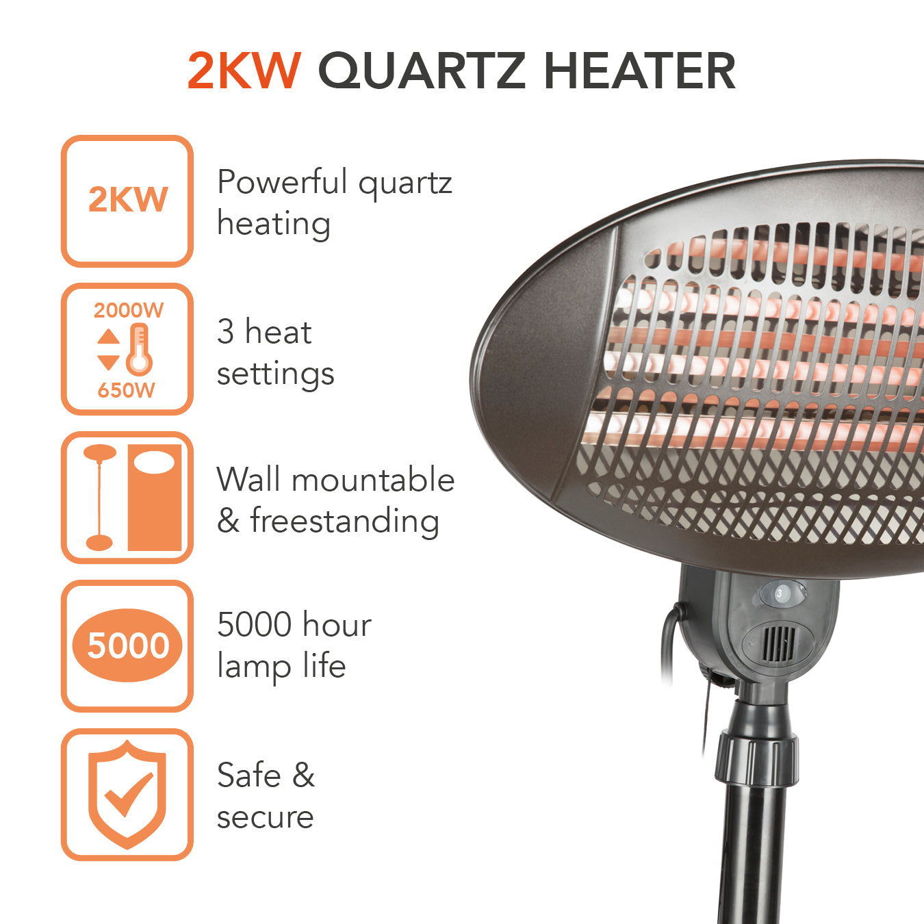 5056032911789 WARMLITE 2000w Quartz patio heater WL42009 Brambles Cookshop 2