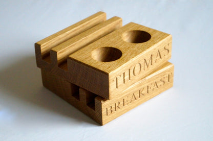 Personalised Oak Egg & Soldiers Block  by Make Me Something Special
