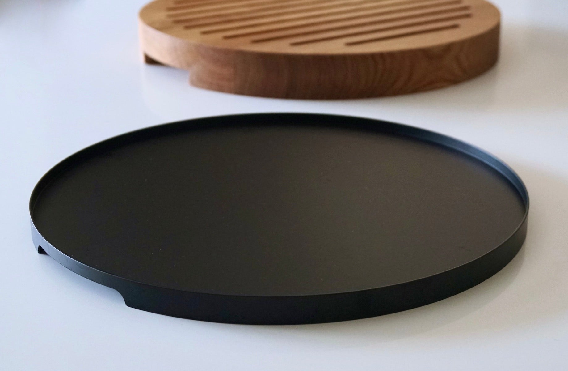 Personalised Round Wooden Bread Board with Crumb Collector  by Make Me Something Special