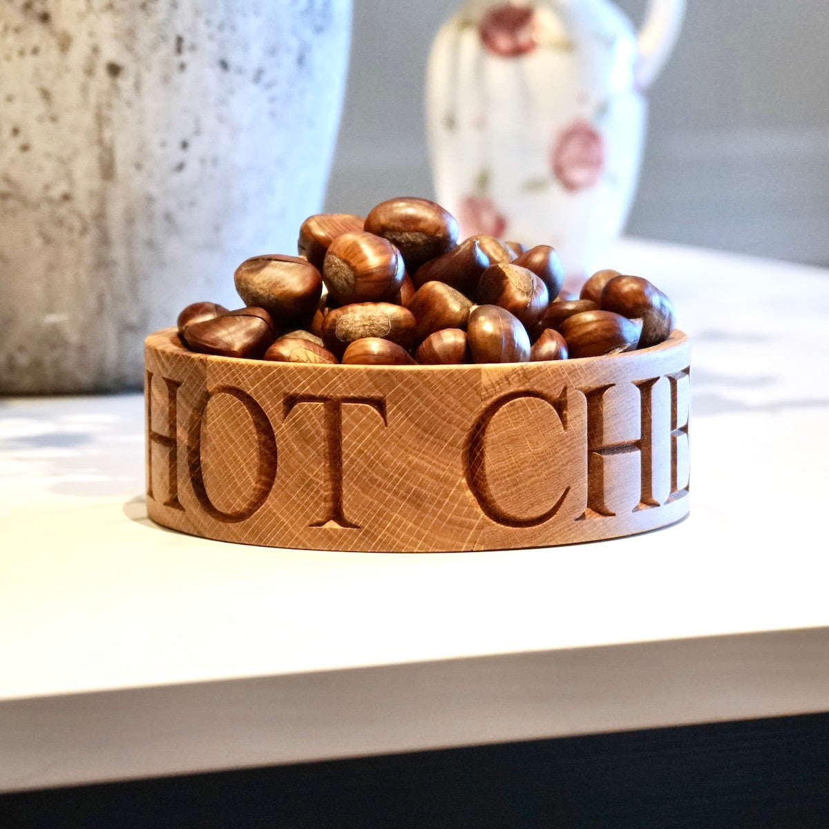 Engraved Round Chestnut Bowl  by Make Me Something Special