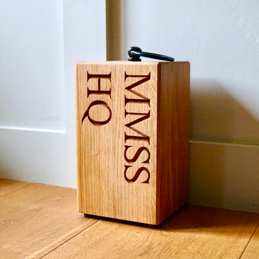 Flawless Engraved Oak Door Stops  by Make Me Something Special
