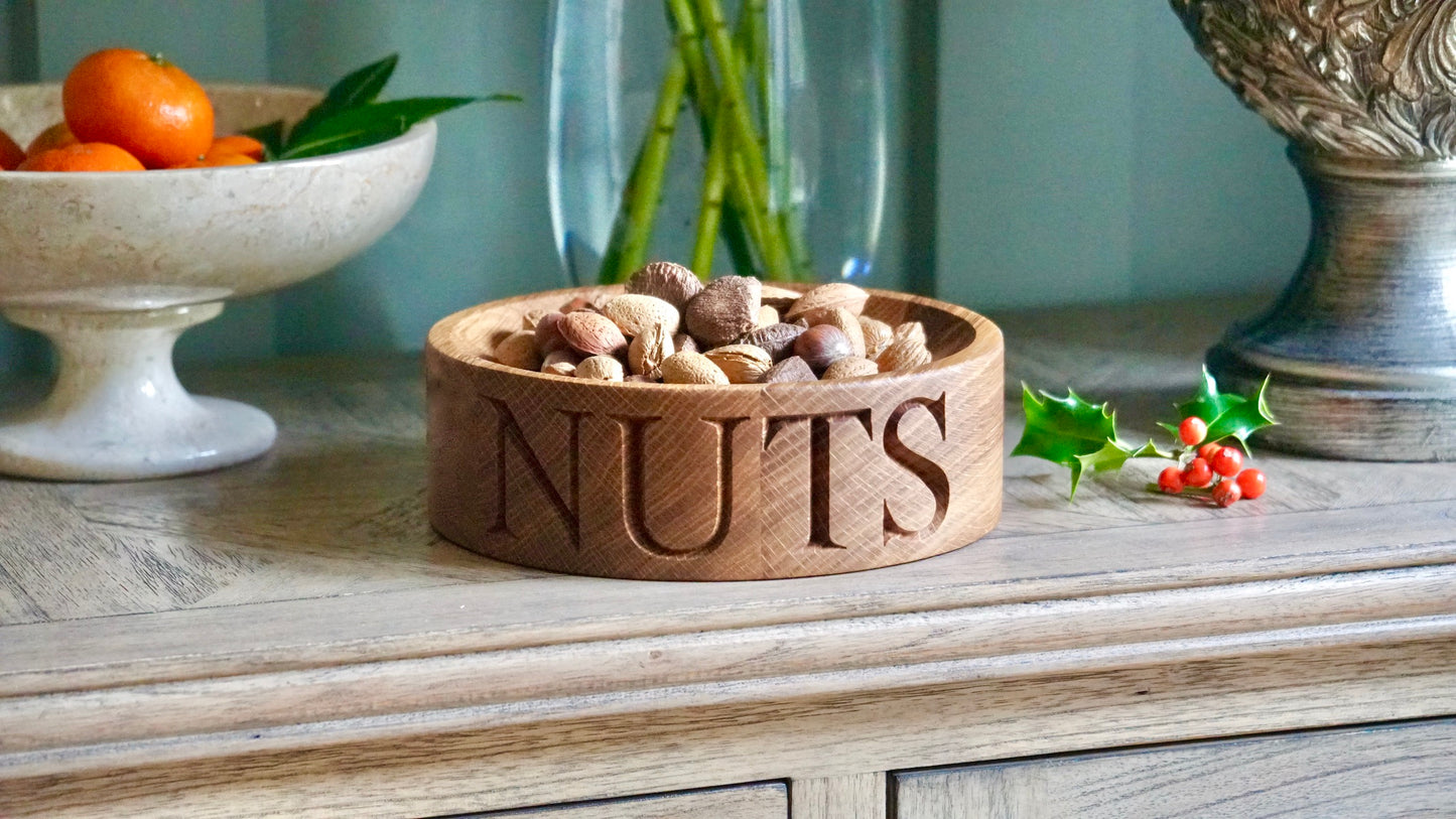 Engraved Round Chestnut Bowl  by Make Me Something Special