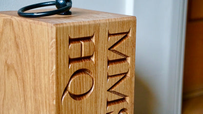 Flawless Engraved Oak Door Stops  by Make Me Something Special