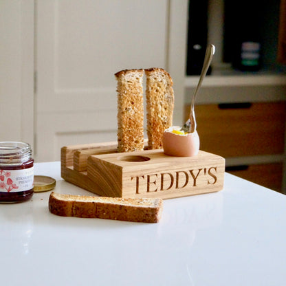 Personalised Oak Egg & Soldiers Block  by Make Me Something Special