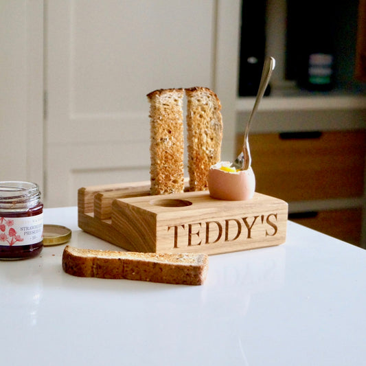 Personalised Oak Egg & Soldiers Block  by Make Me Something Special
