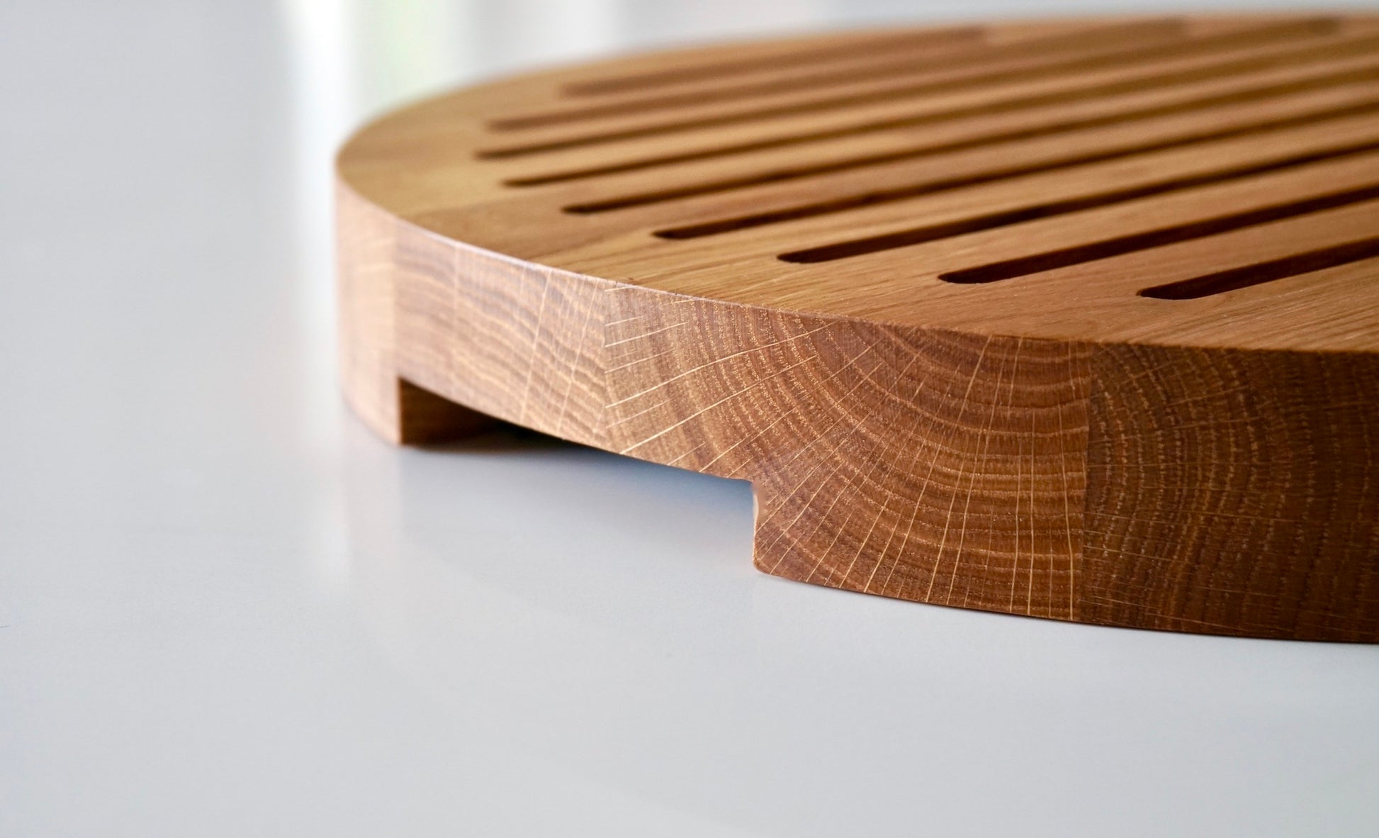 Personalised Round Wooden Bread Board with Crumb Collector  by Make Me Something Special