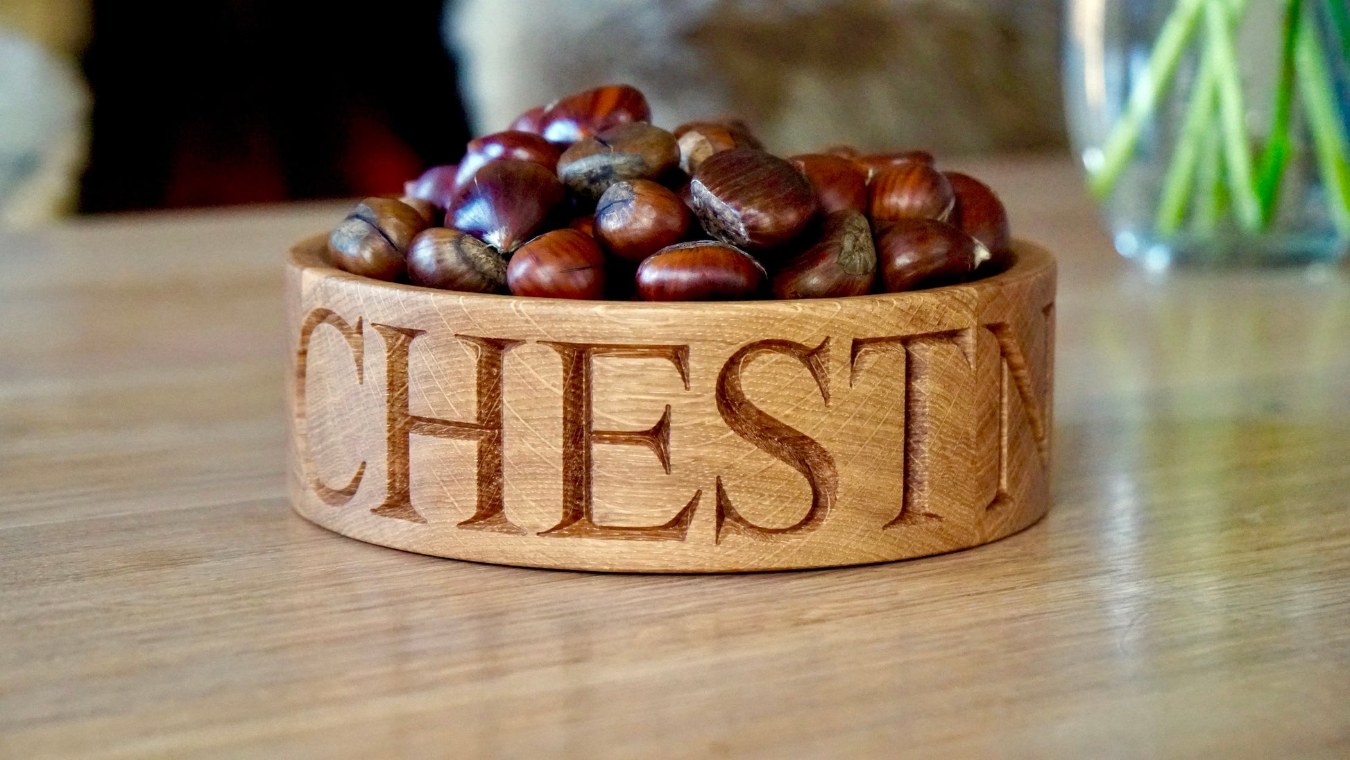 Engraved Round Chestnut Bowl  by Make Me Something Special