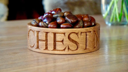 Engraved Round Chestnut Bowl  by Make Me Something Special