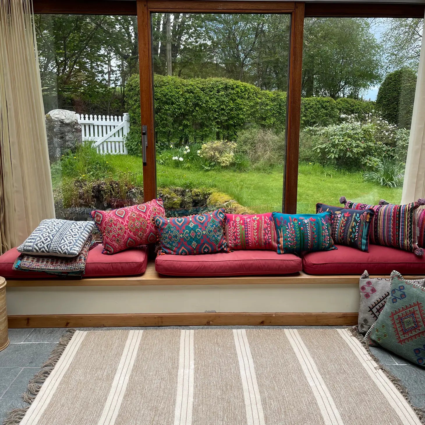 Second Nature Reteela Living Room Rug Beige with Natural Striped Design 60cm x 90cm