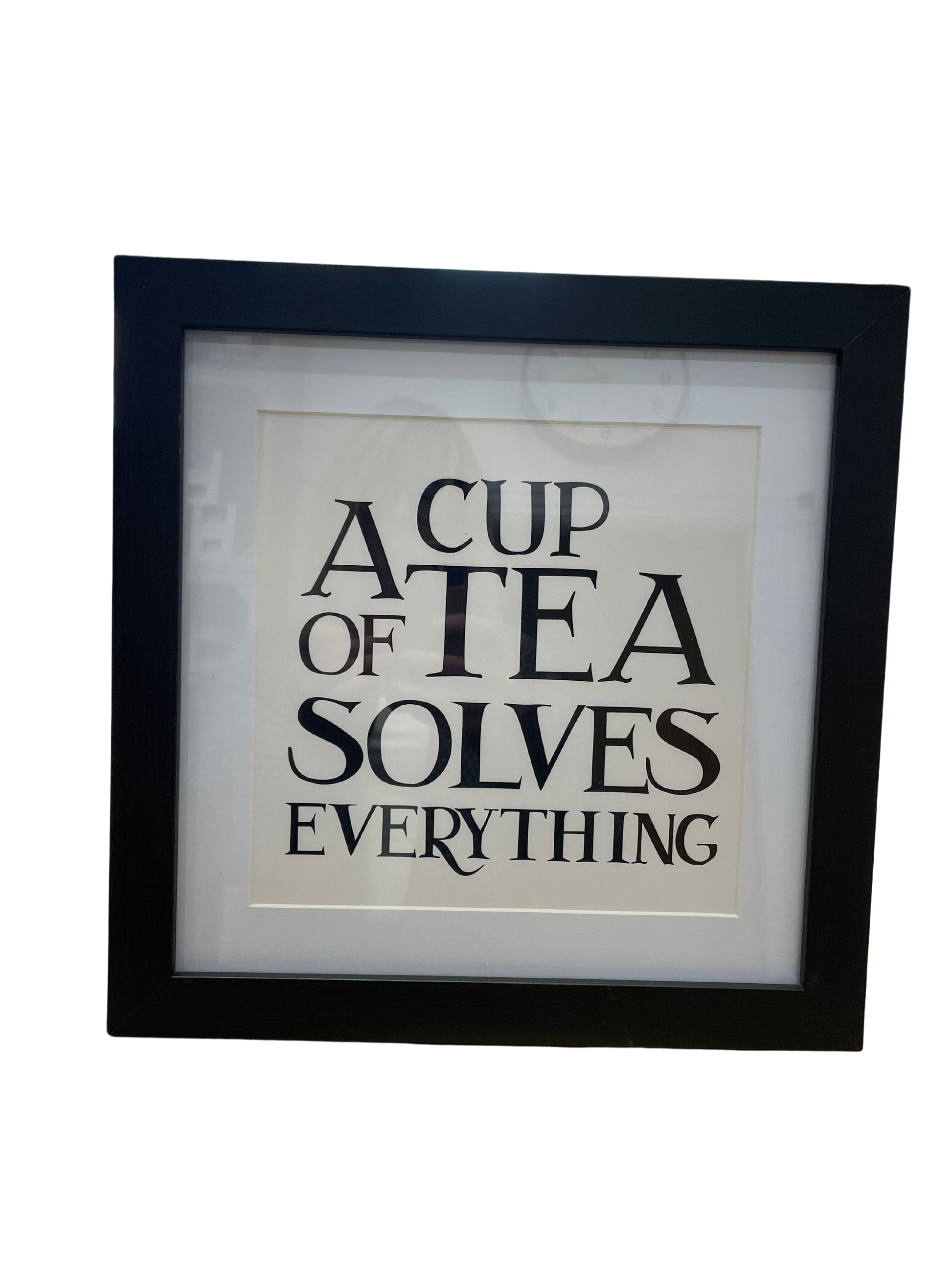Pear & Port Framed Phrase Prints 25cm x 25cm - A Cup of Tea Solves Everything