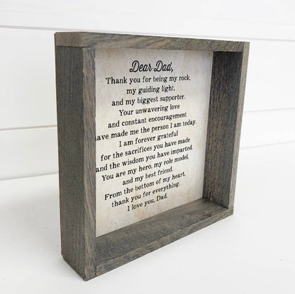 Hangout Home Dear Dad - Letter To Dad with Frame