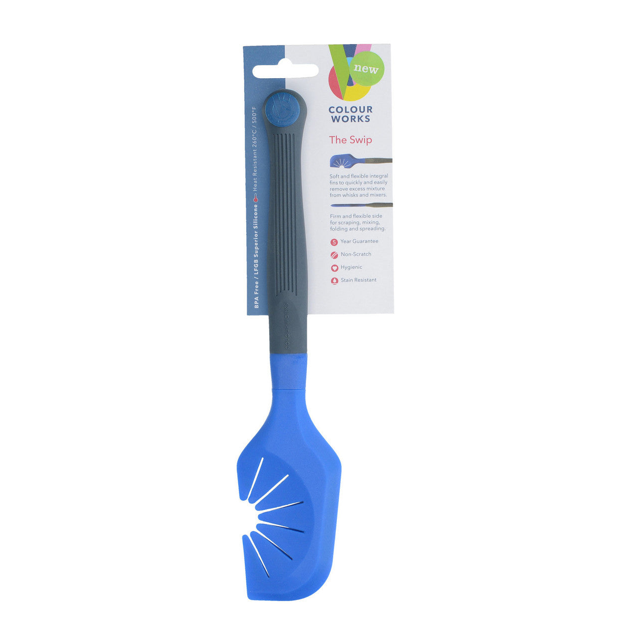 Colourworks Brights Blue "The Swip" Whisk and Bowl Scraper