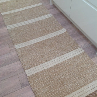 Reteela Living Room Rug Beige with Natural Striped 70 x 200 Design