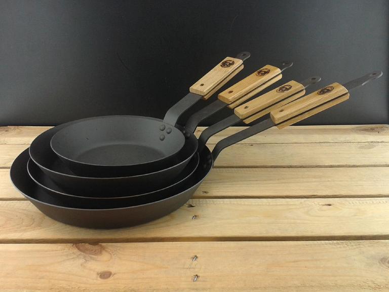 Netherton Foundry 14” (36cm) Spun Iron Frying Pan from Brambles Cookshop Audlem Cheshire Best Frying Pan Skillet Heavy Duty hand made in Britain naturally non stick with flax oil.