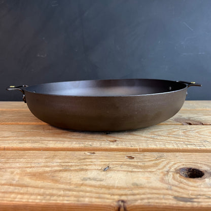 11" (28cm) Chef's Prospector Pan; spun iron, double handle