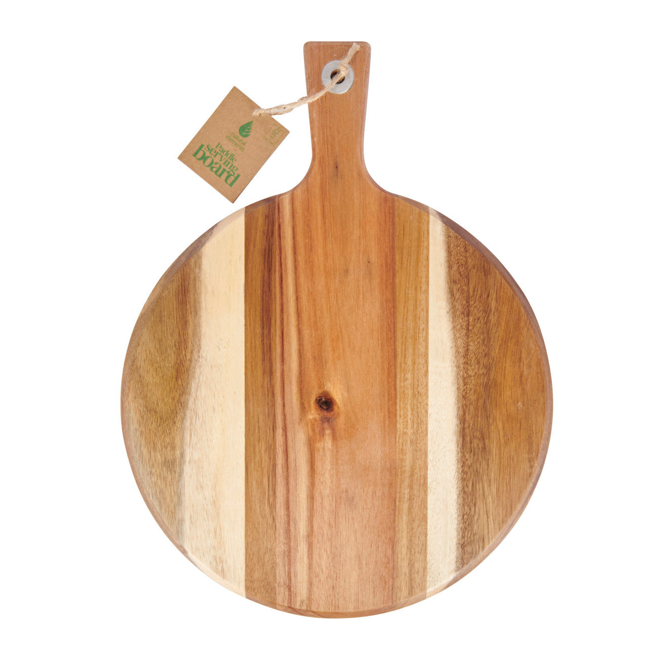 Natural Elements Acacia Wood Round Serving Paddle Board