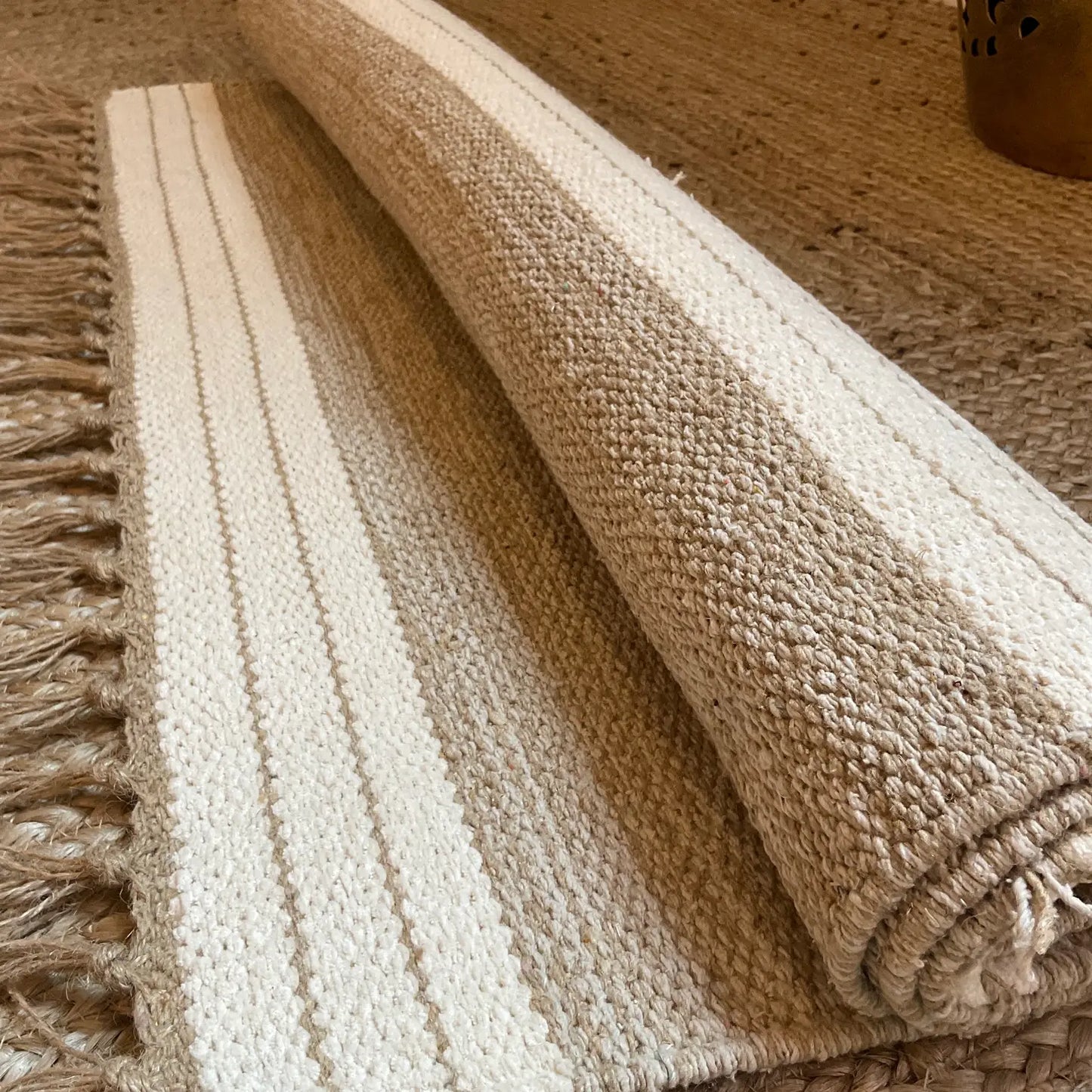 Reteela Living Room Rug Beige with Natural Striped 70 x 200 Design