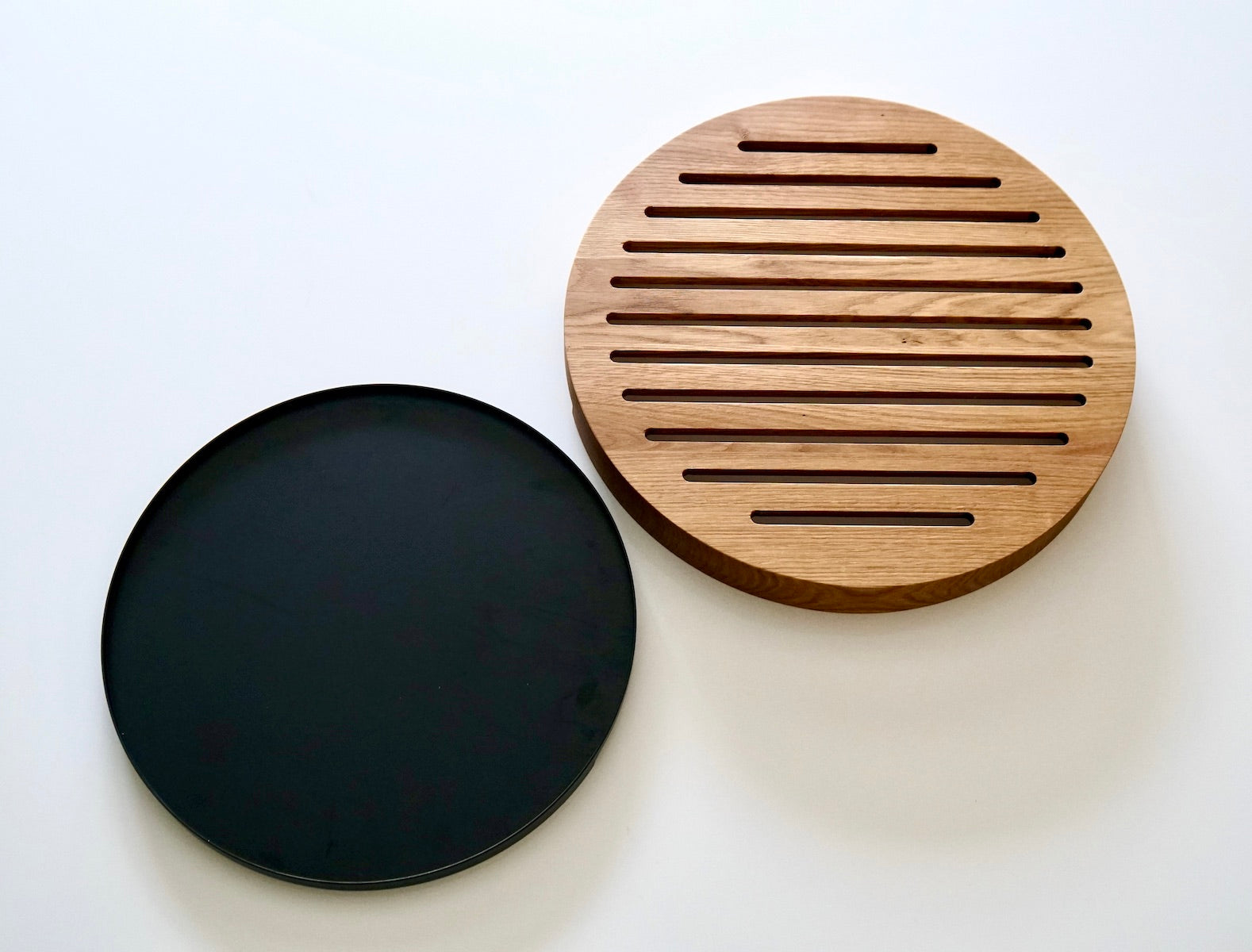 Personalised Round Wooden Bread Board with Crumb Collector  by Make Me Something Special