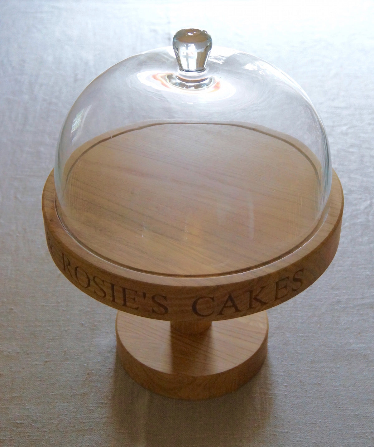 Personalised Wooden Cake Stand Dome by Make Me Something Special (With Stand)