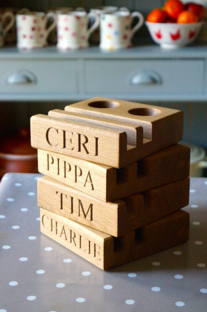 Personalised Oak Egg & Soldiers Block  by Make Me Something Special