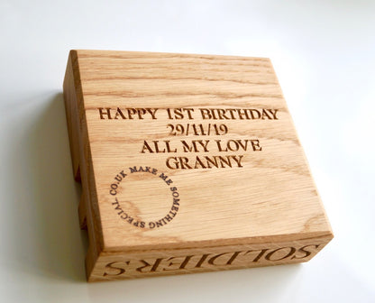 Personalised Oak Egg & Soldiers Block  by Make Me Something Special
