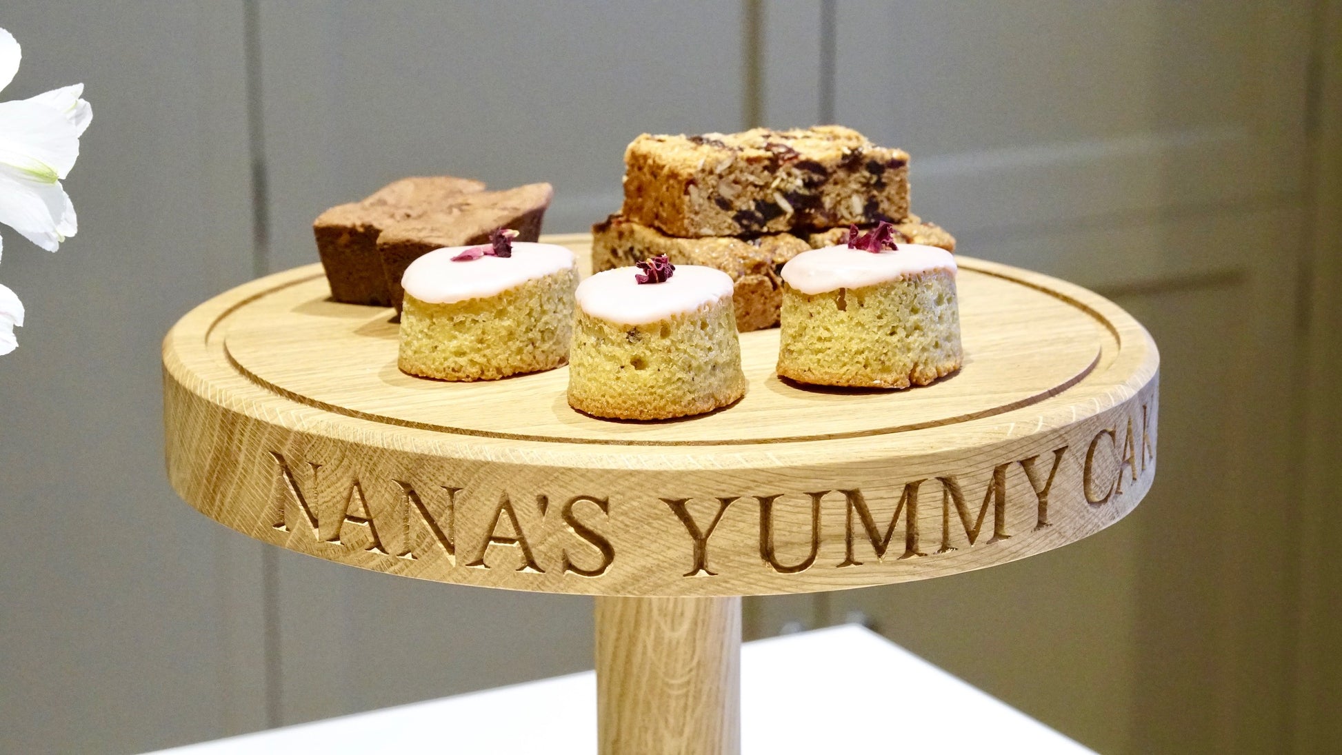 Personalised Wooden Cake Stand Dome by Make Me Something Special (With Stand)