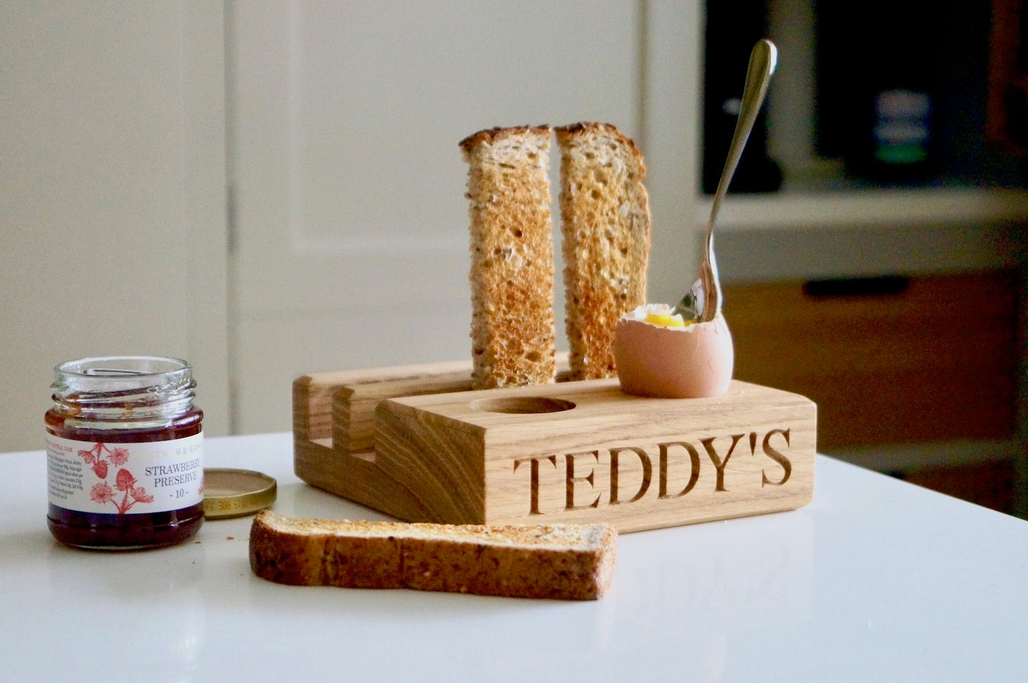 Personalised Oak Egg & Soldiers Block  by Make Me Something Special