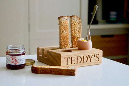 Personalised Oak Egg & Soldiers Block  by Make Me Something Special