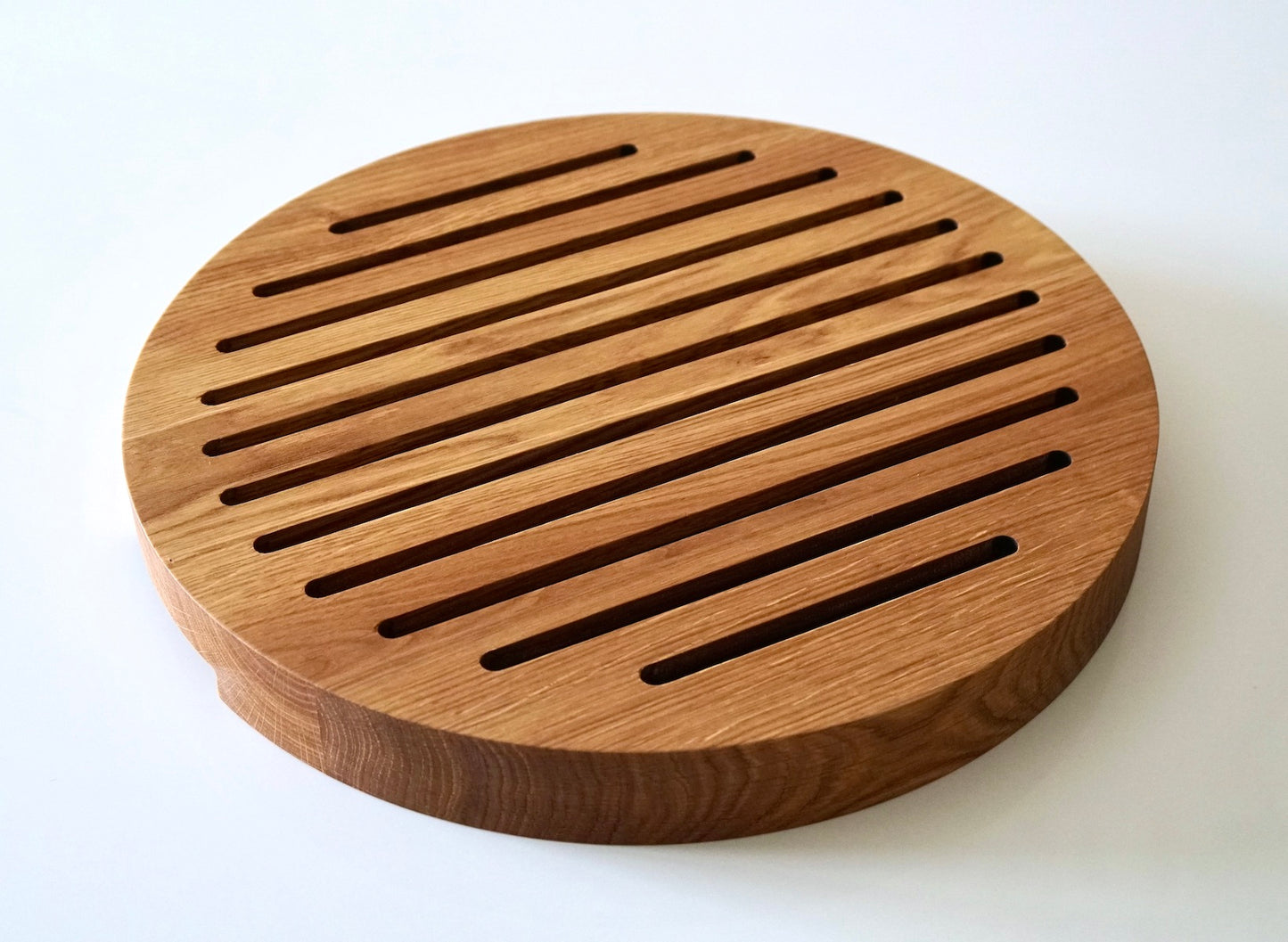 Personalised Round Wooden Bread Board with Crumb Collector  by Make Me Something Special