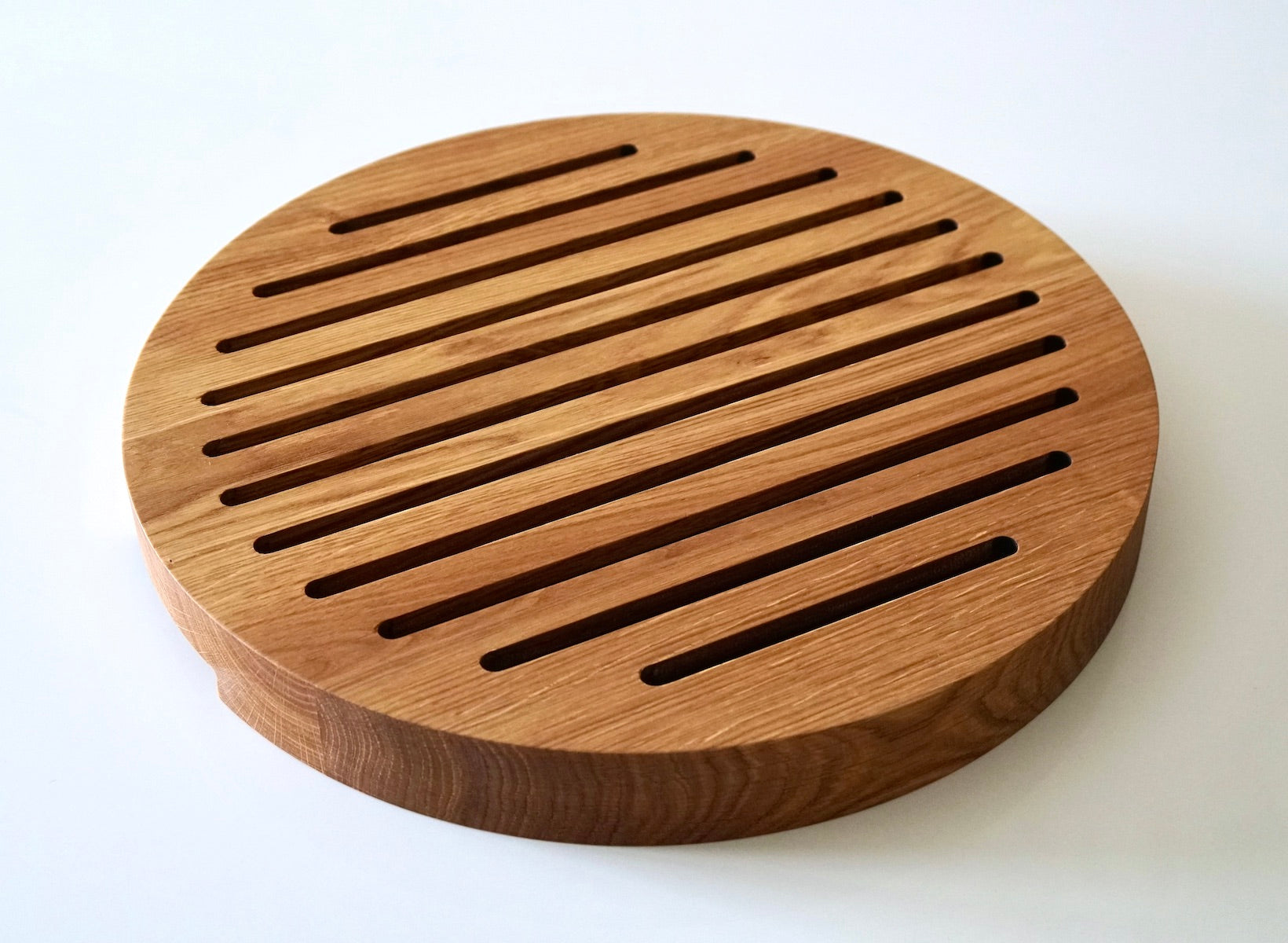 Personalised Round Wooden Bread Board with Crumb Collector  by Make Me Something Special