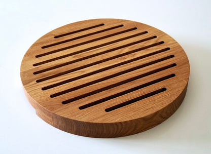 Personalised Round Wooden Bread Board with Crumb Collector  by Make Me Something Special