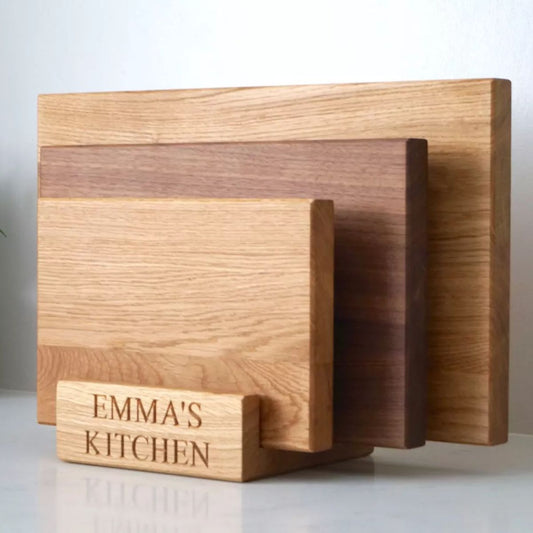 Personalised Wooden Chopping Board Set with Stand  by Make Me Something Special