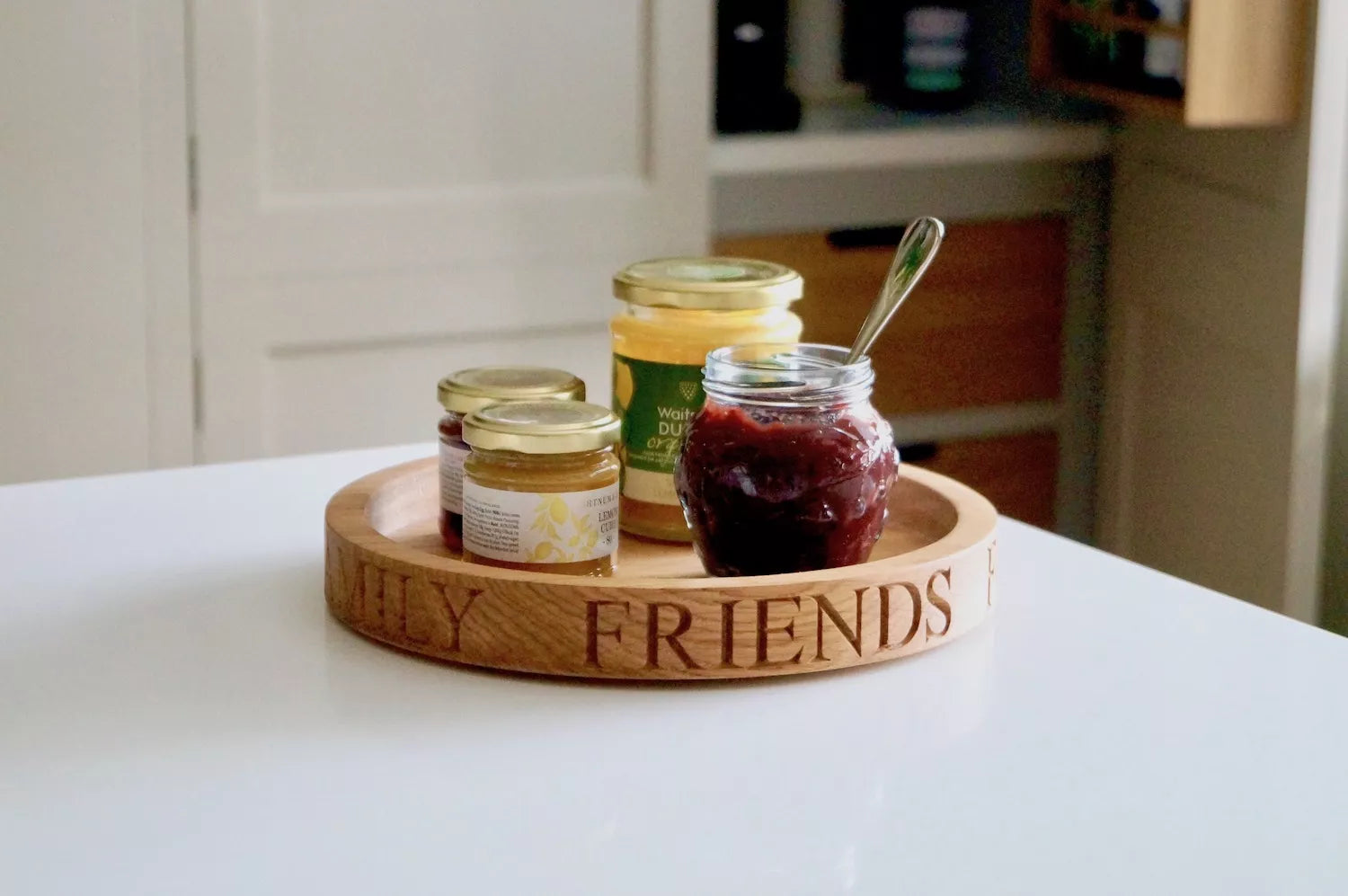 Personalised Round Wooden Tray  by Make Me Something Special