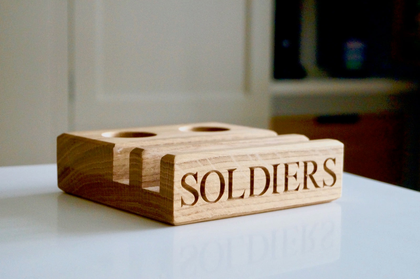 Personalised Oak Egg & Soldiers Block  by Make Me Something Special