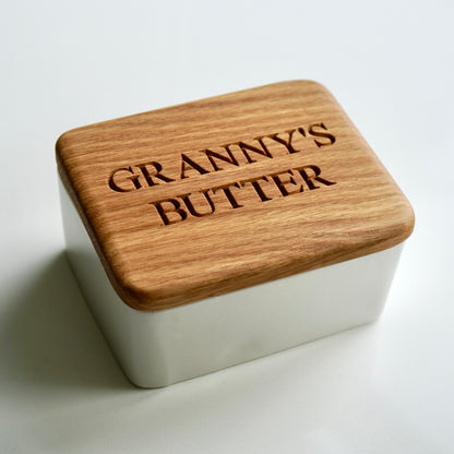 Personalised Oak Butter Dish  by Make Me Something Special