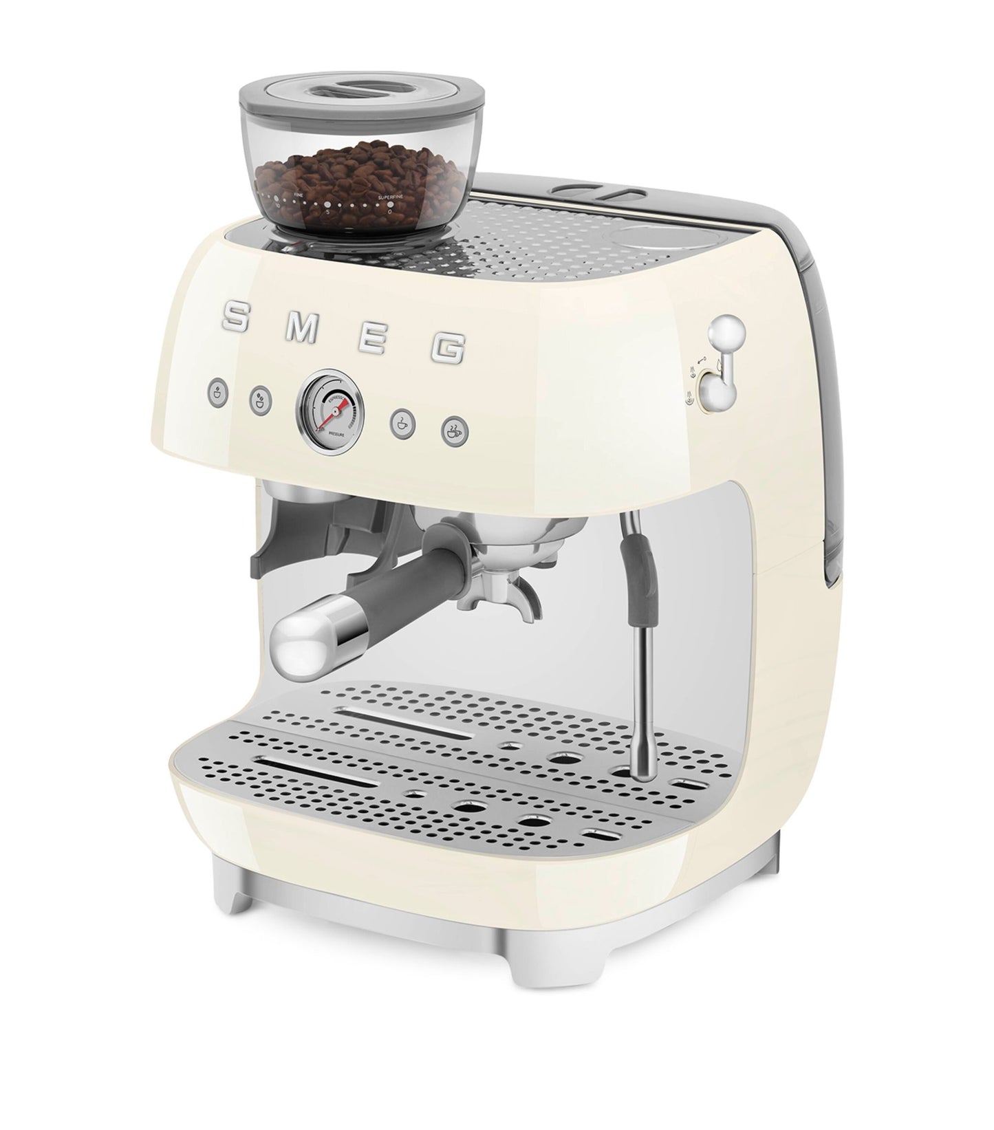 8017709329952 SMEG EGF03 Espresso Coffee Machine with Grinder in Cream EGF03CRUK Brambles Cookshop 6