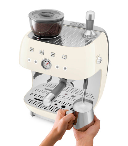 8017709329952 SMEG EGF03 Espresso Coffee Machine with Grinder in Cream EGF03CRUK Brambles Cookshop 10