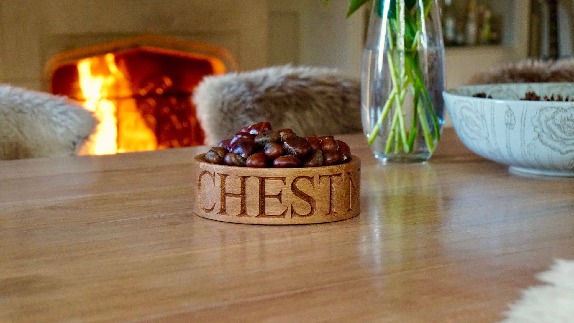 Engraved Round Chestnut Bowl  by Make Me Something Special