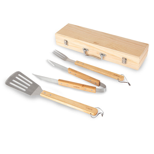 TOWER 4 Piece Wooden BBQ Tools Set 5056032998506